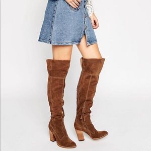 Dolce Vita suede over the knee brown heeled boots